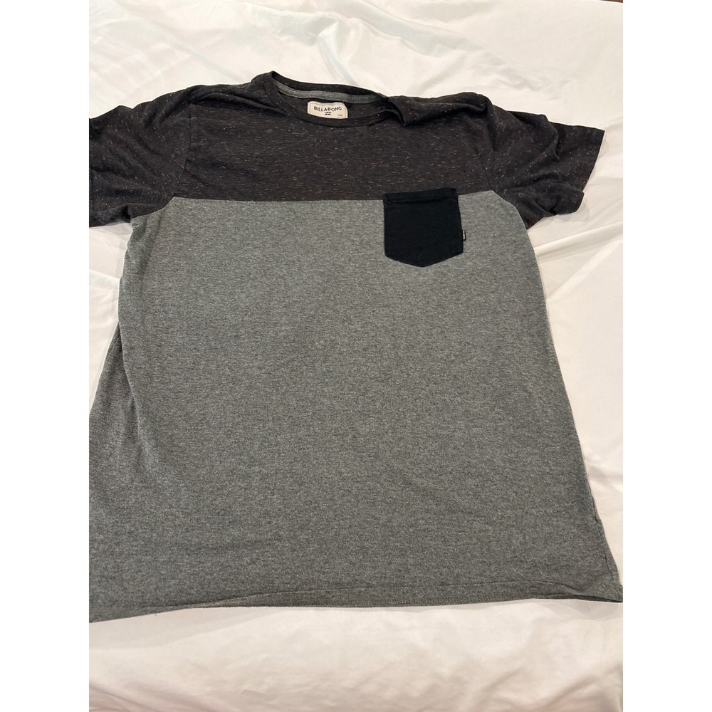 Billabong Mens XXL T-Shirt Colorblock Pocket Tee Grey Charcoal Speckled Short